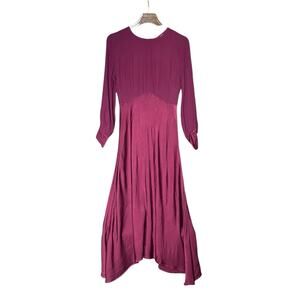 GHOST London Women’s Size Small Viscose Satin Crepe Midi Length Dress Mulberry